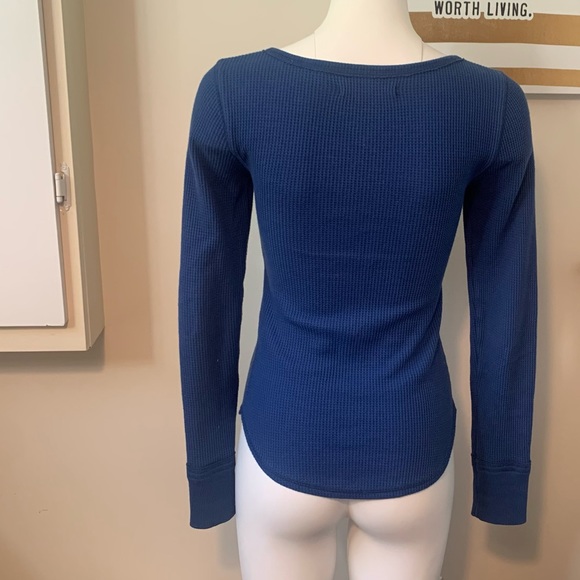 SOLD!!!! Blue Henley Button-up Long-sleeve - Picture 2 of 6